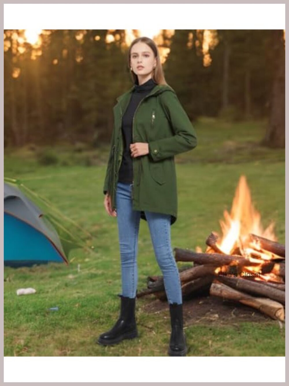 Women's Cotton Anorak Utility Jacket Hooded Zip Up Fall Casual Coat - Picture 5 of 6